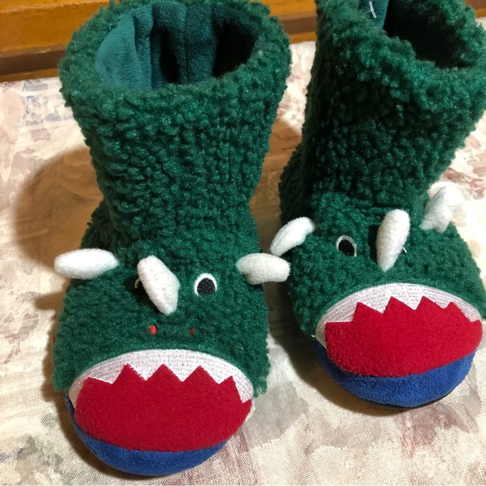 Totes Toddlers Green Dino slippers Boots